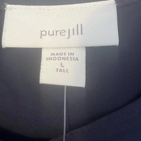 Pure Jill J Jill Top Elbow Sleeve Boatneck Tunic Blue Tie Dye Blouse L Tall NWT - Picture 4 of 12